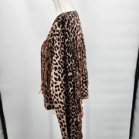 VOCAL APPAREL Fringe Cropped Leopard Print Western Jacket Plus Size 1X-3X NWT - Picture 9 of 11